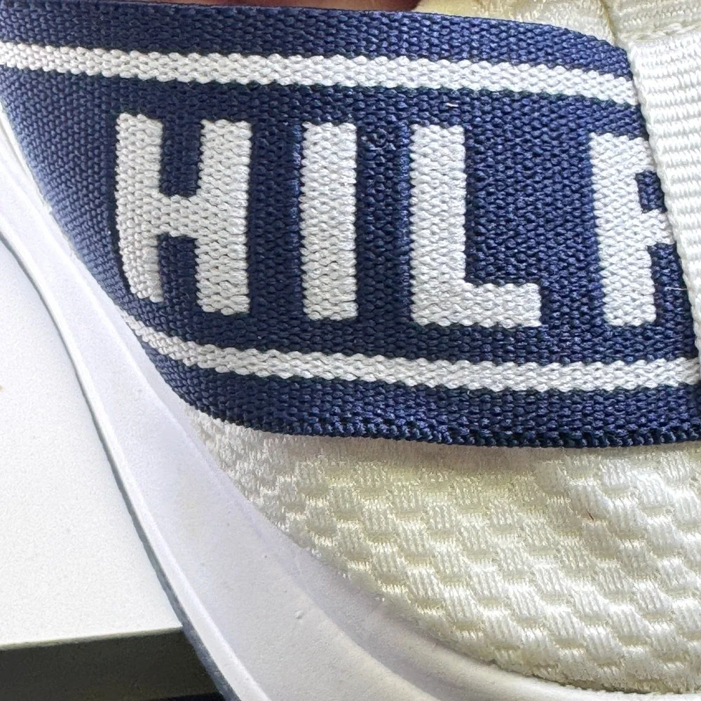 Tommy Hilfiger TWROOTS Sneakers Womens 8.5 White Navy Blue Bungee Logo Strap